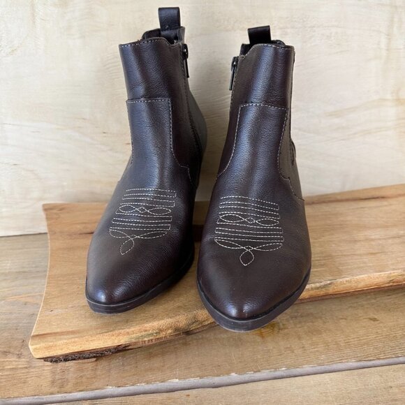 NWOT Sun + Stone Western Booties Brown‎ Cowboy 7 SS Grangerr - Picture 3 of 9